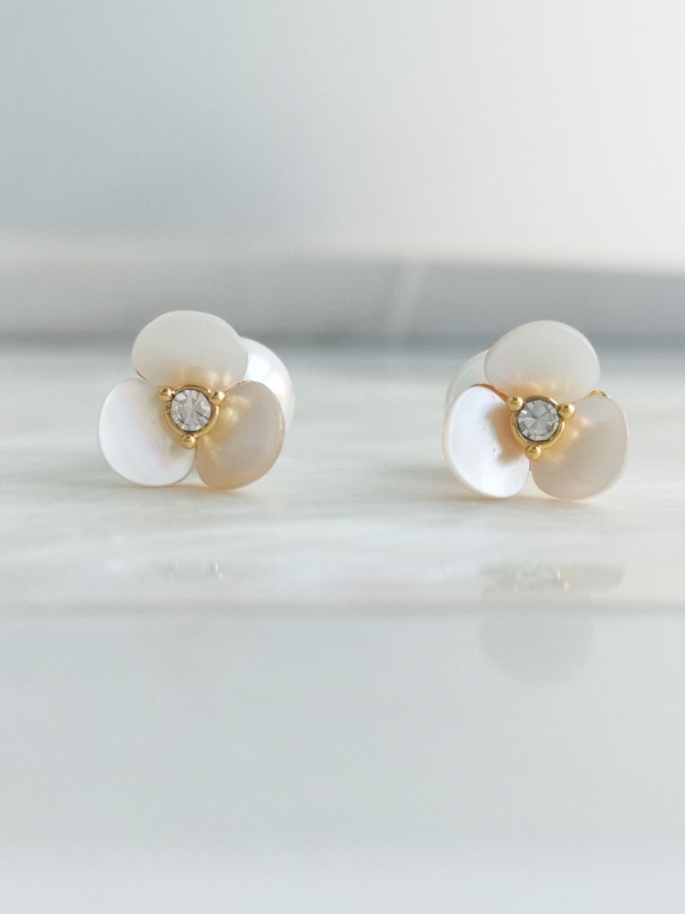 Alicia Bonnie Shimmer Gold Mother Pearl Reversible Earrings 10$